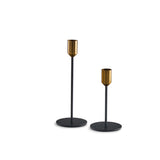 Metal Candle Stick Holders - Black and Brass - Set of 2