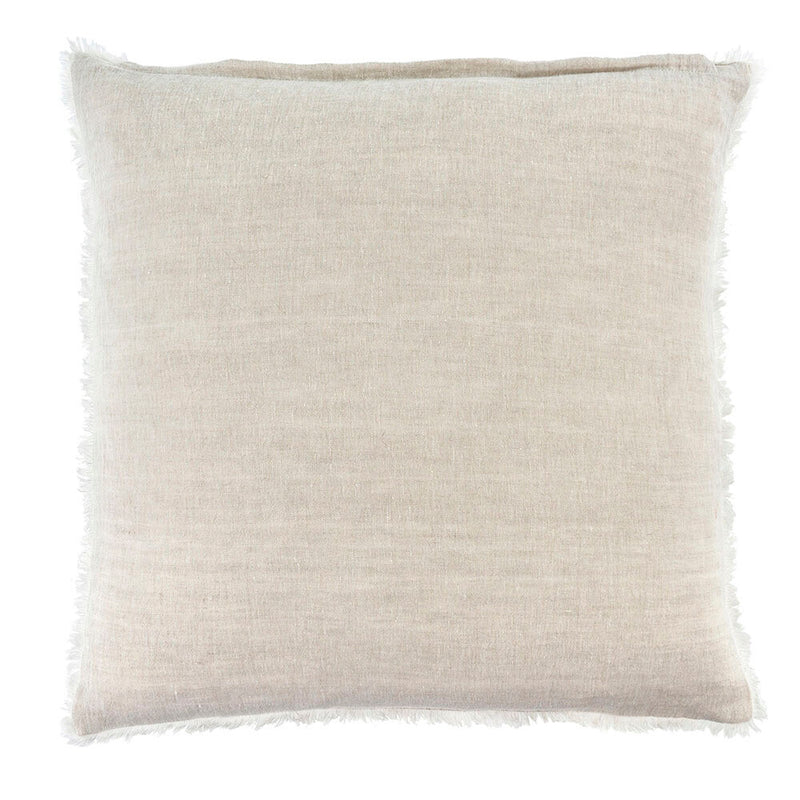 Classic linen pillow is updated with a frayed edge, making them beautiful standalone cushions or backdrops for layering. Complete with a premium feather down filler for fabulous fluff factor and comfort you'll want to sink your head into. off white colour