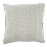 Classic linen pillow is updated with a frayed edge, making them beautiful standalone cushions or backdrops for layering. Complete with a premium feather down filler for fabulous fluff factor and comfort you'll want to sink your head into. light grey colour