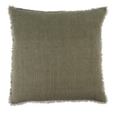 Classic linen pillow is updated with a frayed edge, making them beautiful standalone cushions or backdrops for layering. Complete with a premium feather down filler for fabulous fluff factor and comfort you'll want to sink your head into. greeny grey colour