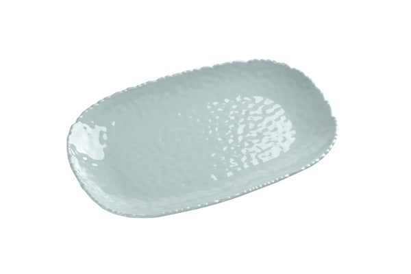 aqua 'hammered' melamine platter. Superior quality, shatterproof melamine combines style with durability.