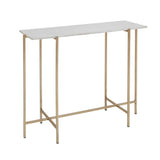 1. "Ida White Marble Top Console Table: Gold Frame - Elegant and versatile furniture piece"