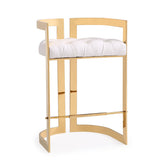 1. "Majestic Gold Counter Chair: White Leatherette with Elegant Design"