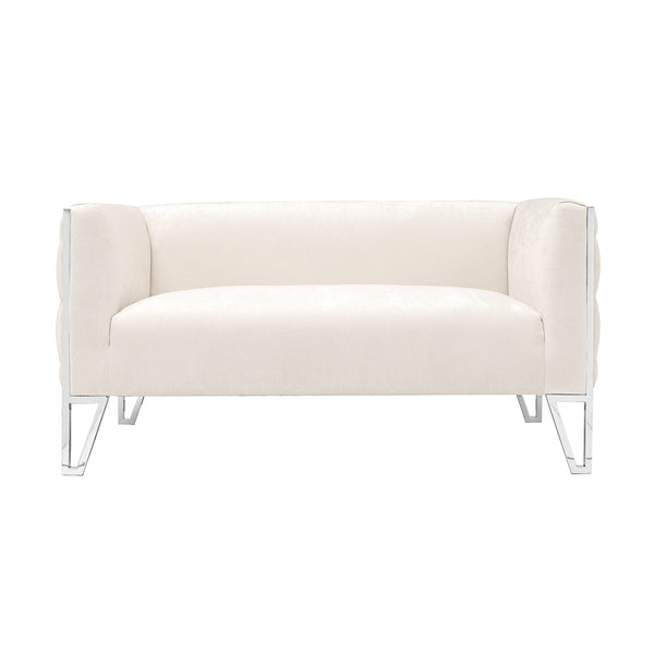 2. "Medium-sized Vermont Ivory Fabric Loveseat - Stylish and versatile addition to any home decor"