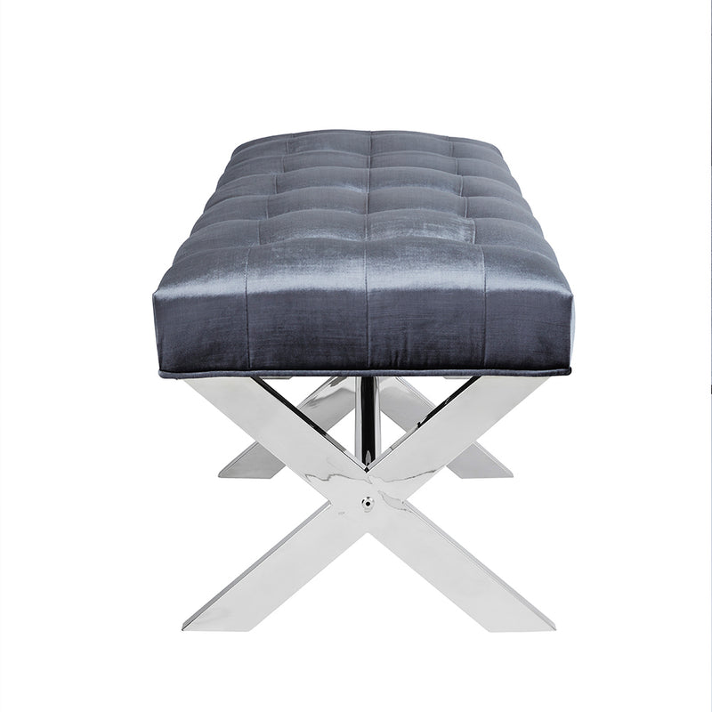 3. "Versatile Lauren Charcoal Velvet Fabric Bench - perfect for any room"