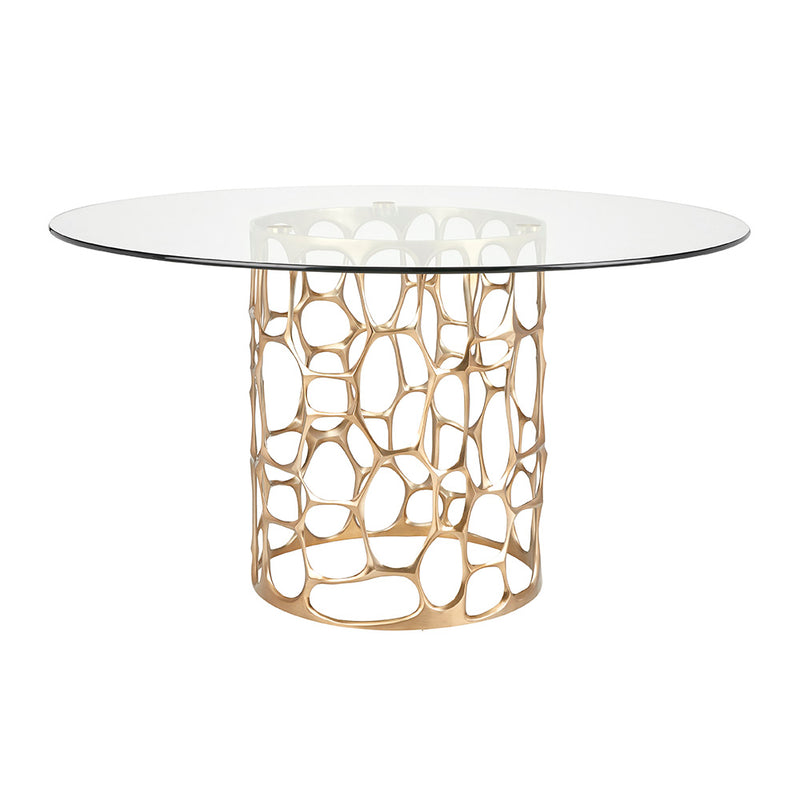 1. "Elegant Mario Gold Dining Table with intricate detailing"