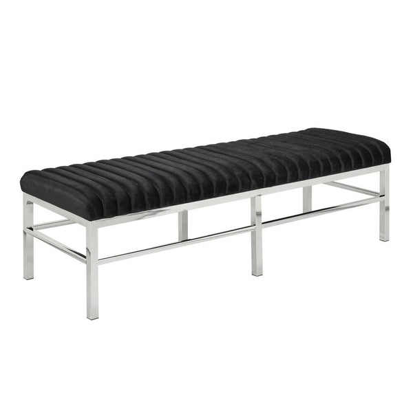 "Channel Bench: Black Velvet - Luxurious Seating for Modern Interiors"