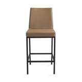 8. "Premium Havana Black Base Counter Chair: Taupe Leatherette - Luxurious seating option"