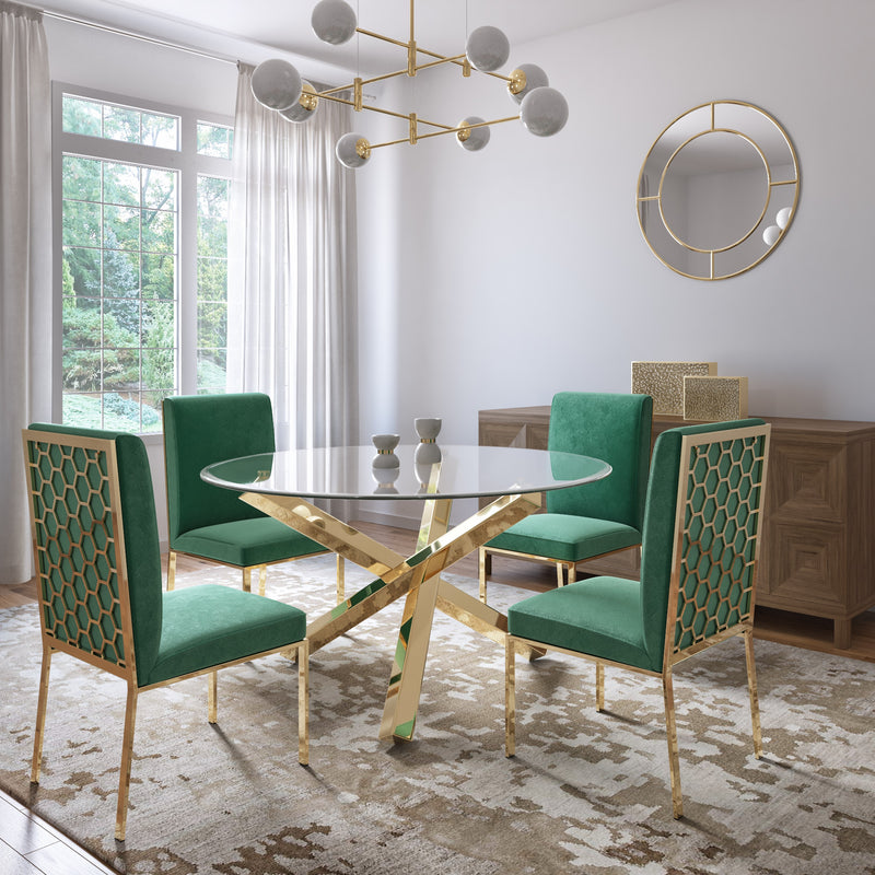 9. "Medium-sized image alt text: Riley Dining Chair in Emerald green, a comfortable and stylish seating solution"