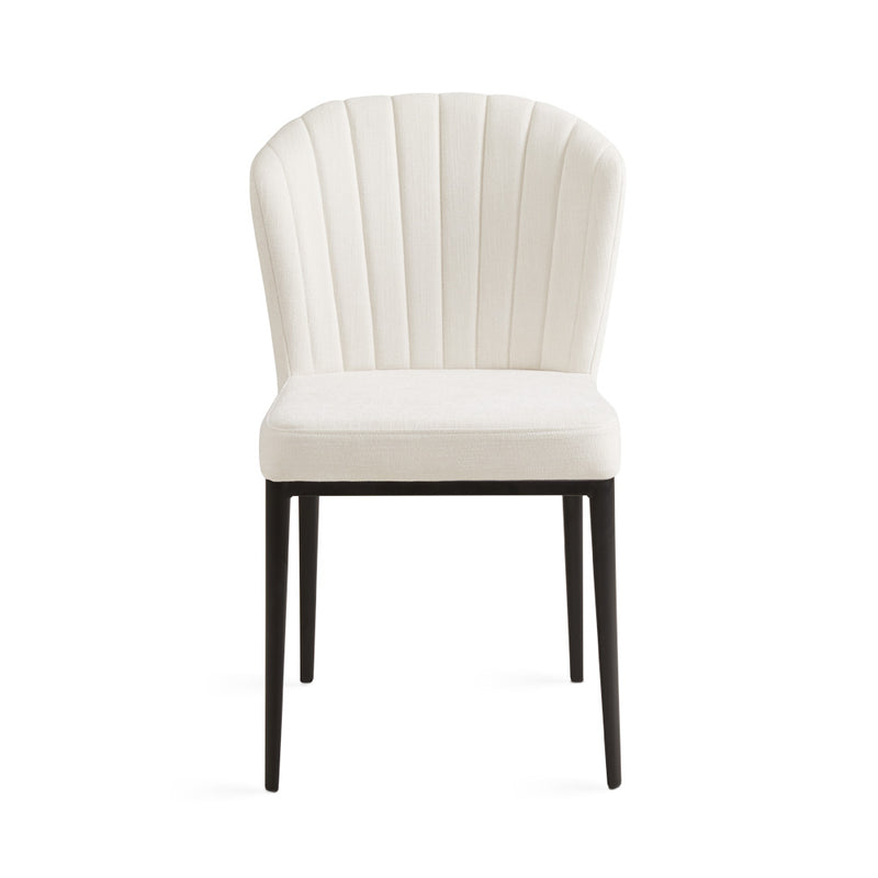 6. "Comfortable Ivory Linen Shell Dining Chair - Elevate your dining room decor"