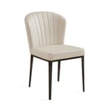 1. "Shell Dining Chair: Taupe Leatherette - Sleek and modern design"