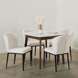 9. "Medium-sized Shell Dining Chair in Ivory Linen - Enhance your dining room ambiance"