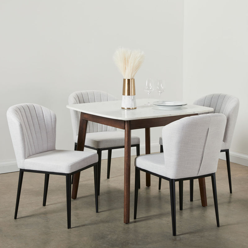 10. "Grey Linen Shell Dining Chair - Easy to clean and maintain"