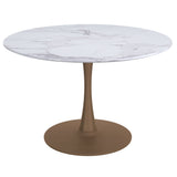 1. "Zilo 48" Round Dining Table in White Faux Marble and Aged Gold - Elegant and stylish centerpiece for your dining room"