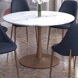 2. "White Faux Marble and Aged Gold Dining Table - Perfect blend of modern and classic design"