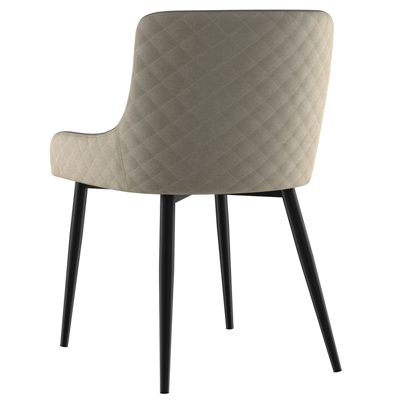 3. "Bianca Dining Chair, Set of 2 - Contemporary Design with Beige Upholstery and Black Legs"
