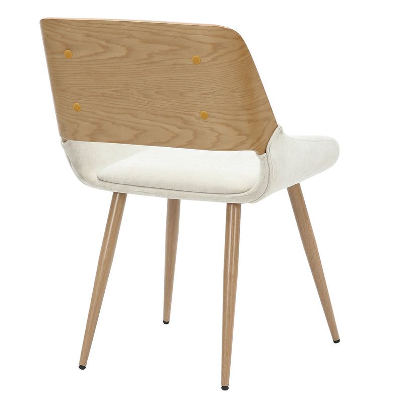 3. "Hudson Dining Chair in Beige Fabric and Natural Metal and Wood - Modern and Durable Design"