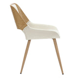 4. "Beige Fabric and Natural Metal and Wood Hudson Dining Chair - Perfect Blend of Style and Functionality"