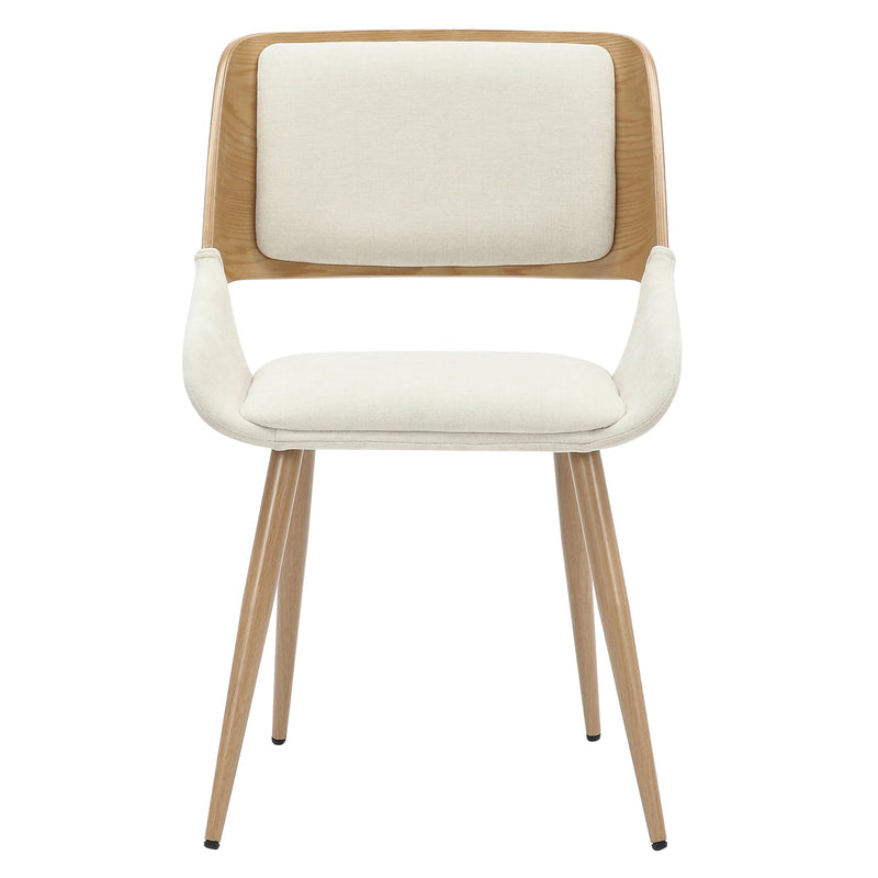 5. "Hudson Dining Chair in Beige Fabric and Natural Metal and Wood - Enhance Your Dining Space"