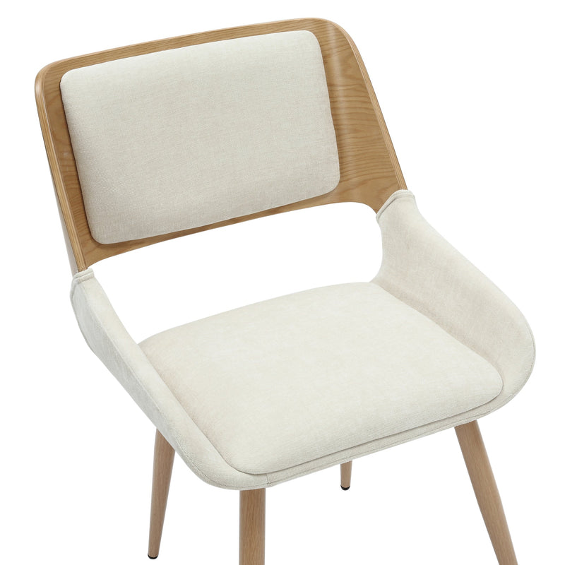 6. "Beige Fabric and Natural Metal and Wood Hudson Dining Chair - Superior Quality and Craftsmanship"