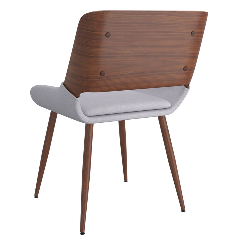 3. "Comfortable Grey Fabric and Walnut Metal and Wood Hudson Dining Chair - Perfect for long meals"