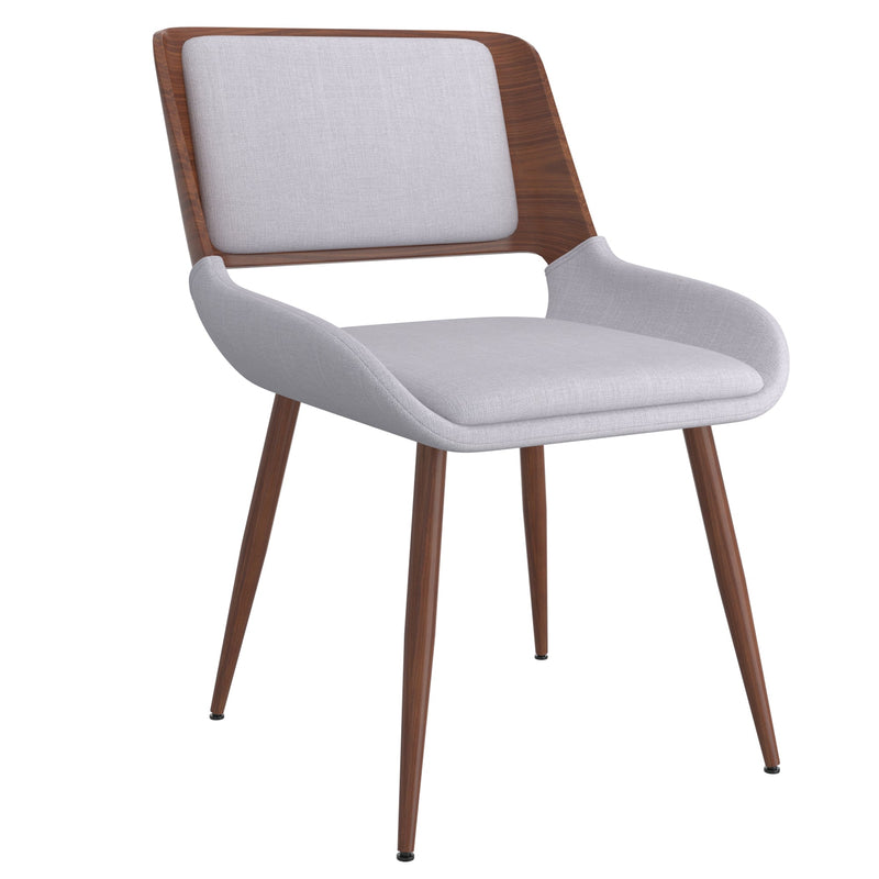 1. "Hudson Dining Chair in Grey Fabric and Walnut Metal and Wood - Sleek and stylish seating option"