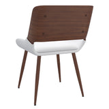 3. "Contemporary Hudson Dining Chair in White Faux Leather and Walnut Metal and Wood - Comfortable Seating"