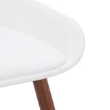 6. "White Faux Leather and Walnut Metal and Wood Dining Chair - Sleek and Sophisticated Look"