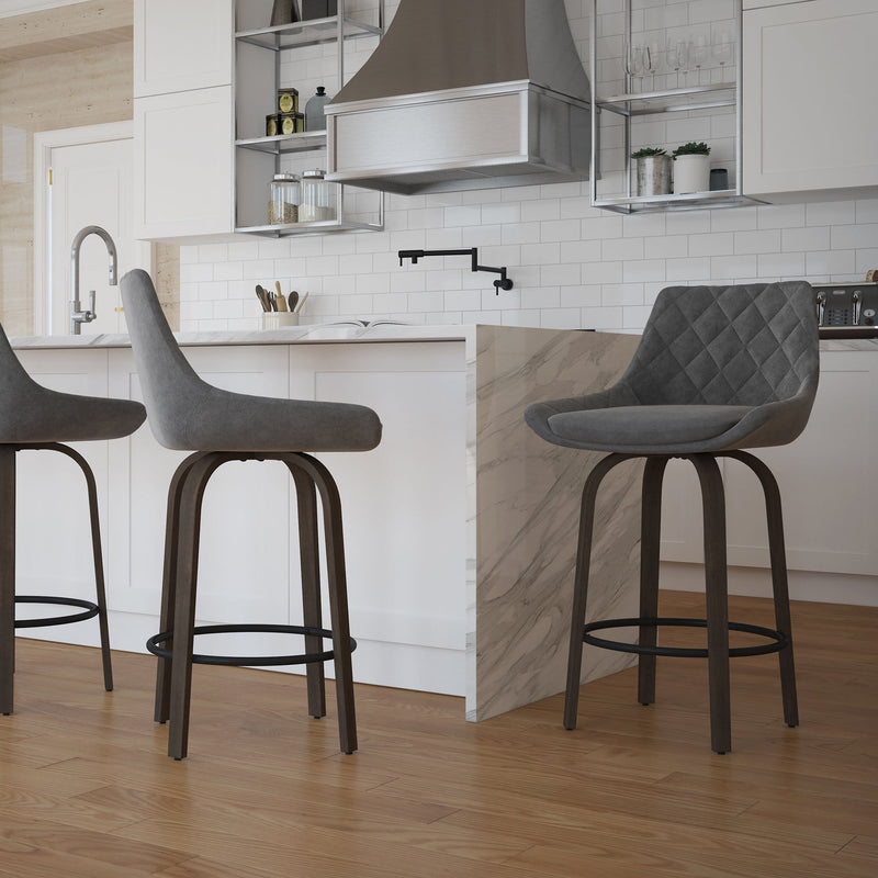 2. "Grey and Walnut Kenzo Counter Stool - Set of 2 for modern kitchen or bar"