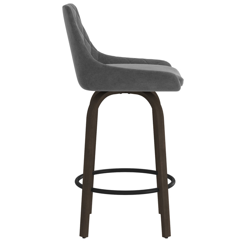 5. "Kenzo 26" Counter Stool, Set of 2 - Enhance your space with elegant grey and walnut stools"