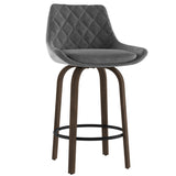 1. "Kenzo 26" Counter Stool, Set of 2 in Grey and Walnut - Sleek and stylish seating option"