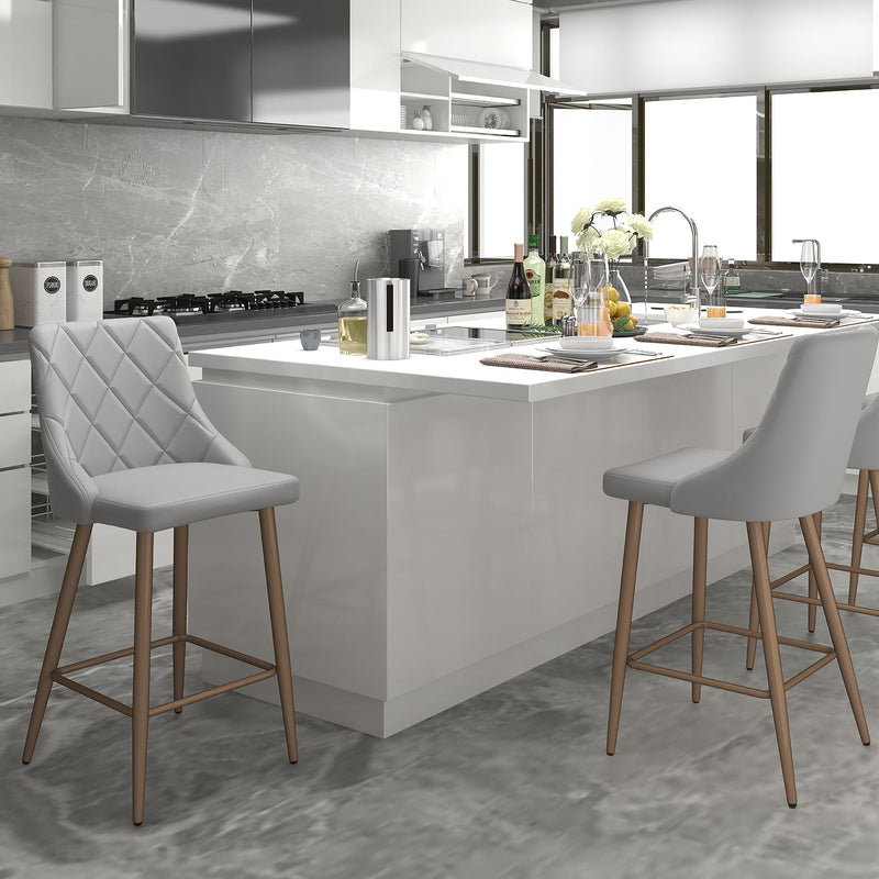 2. "Light Grey Counter Stools - Set of 2, perfect for modern kitchen or bar area"