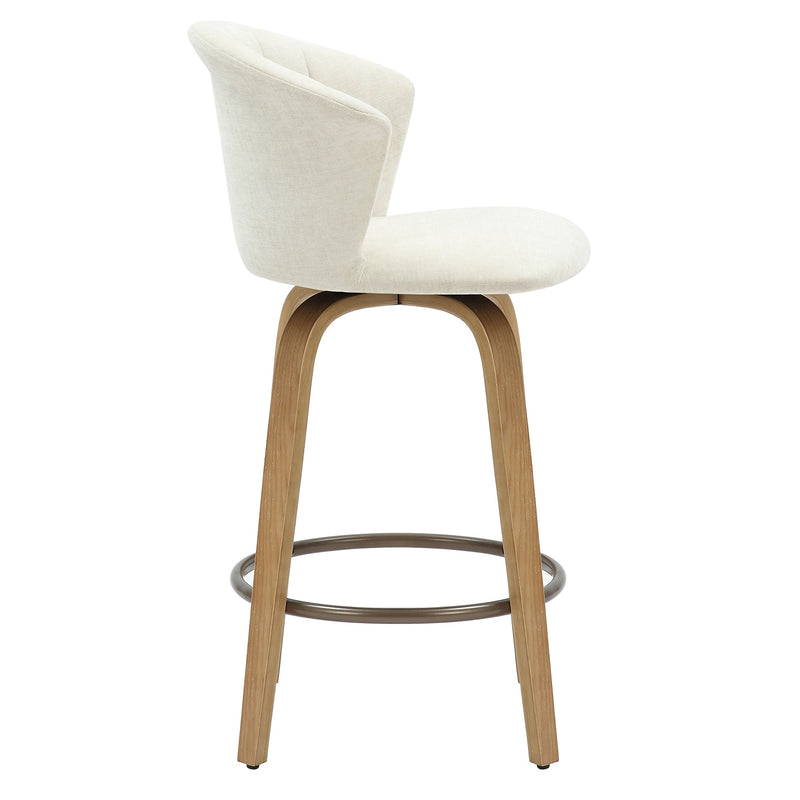 4. "Comfortable Beige Fabric Counter Stool - Ideal for Kitchen Islands and Countertops"