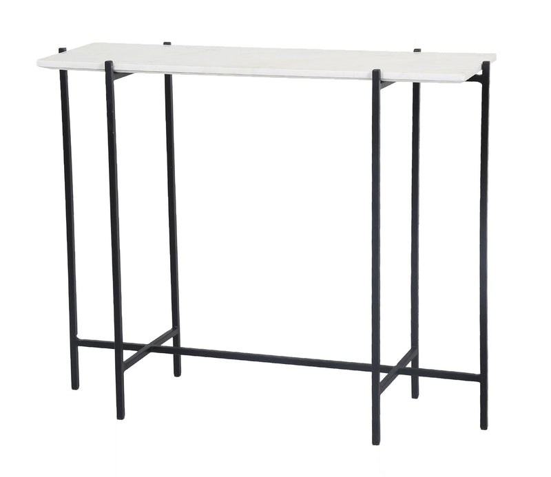 1. "Function Console Table - White Marble/Black Base - Sleek and stylish design"