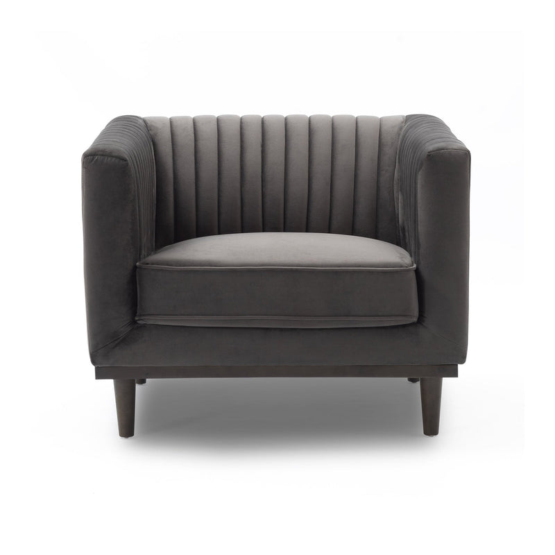 1. "Sage Club Chair - Stone Grey Velvet with plush cushioning and elegant design"