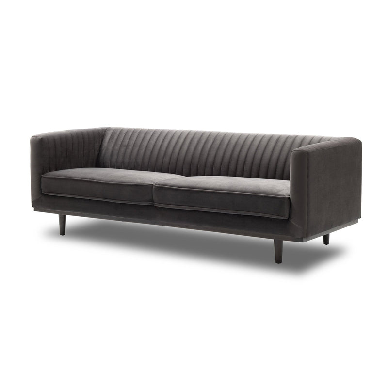 2. "Comfortable Sage Sofa - Stone Grey Velvet for stylish living spaces"