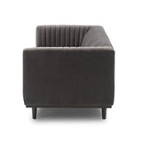 3. "Stone Grey Velvet Sage Sofa with medium firmness and luxurious feel"