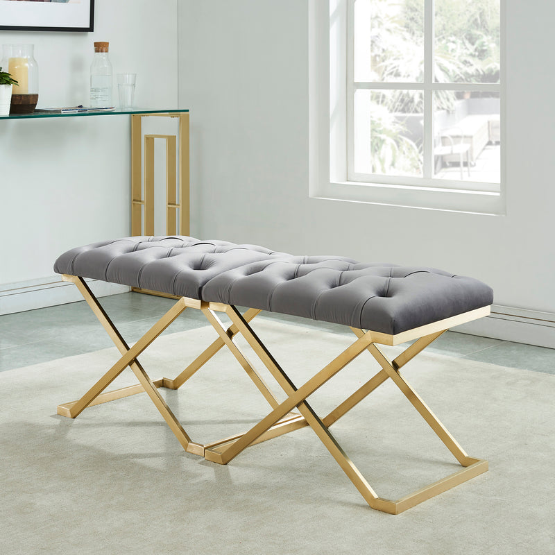 4. "Grey and Gold Rada Bench - Enhance your home decor with this chic seating option"