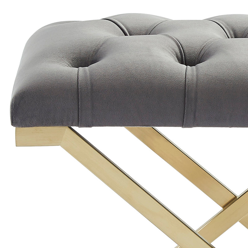 7. "Medium-sized Rada Bench in Grey and Gold - Ideal for entryways or bedrooms"