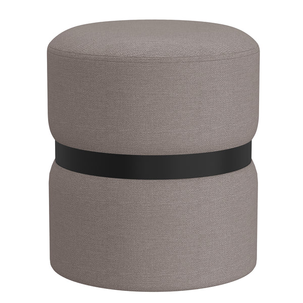 1. "Demi Round Ottoman in Warm Grey and Black - Stylish and Versatile Furniture"