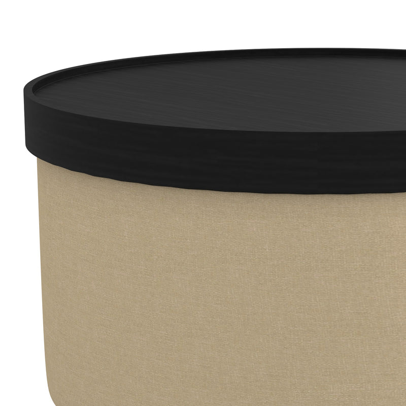 7. "Betsy Round Storage Ottoman - Sleek Design with Functional Tray"