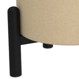 4. "Versatile Round Storage Ottoman - Beige and Black Color Options"