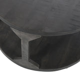 6. "Avni Round Accent Table in Distressed Grey - Sturdy construction for long-lasting use"