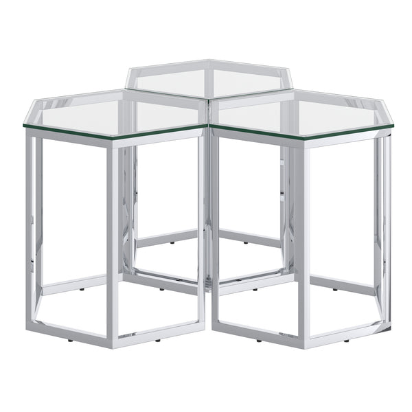 1. "Fleur 3pc Accent Table Set in Silver - Elegant and versatile furniture"