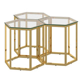 6. "Gold Fleur 3pc Accent Table Set - Create a glamorous ambiance in your home"