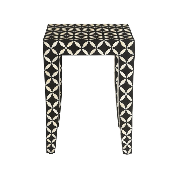 2. "Handcrafted Moroccan Side Table featuring traditional mosaic tile design"