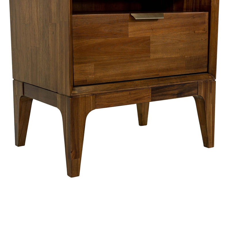 9. "Stylish Allure Nightstand with a unique geometric pattern on the front"