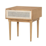 1. "Cane side table with natural finish"