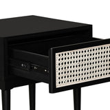 5. "Durable cane side table in attractive matt black color"