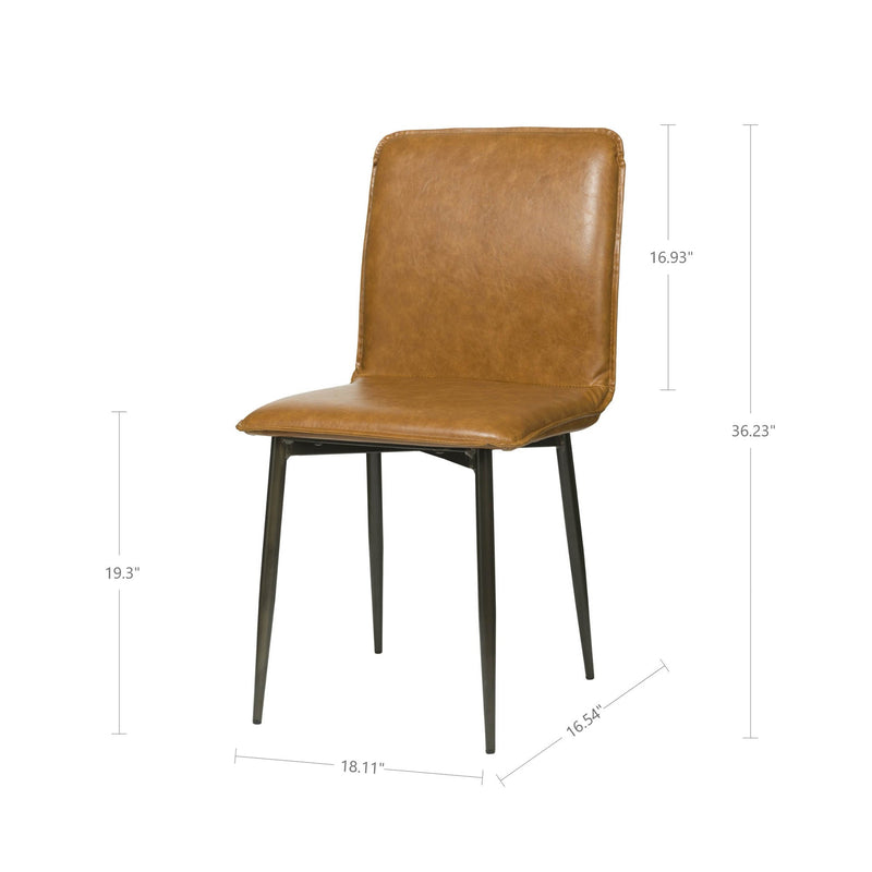 3. "Tan Brown Luca Side Dining Chair with sturdy wooden frame"